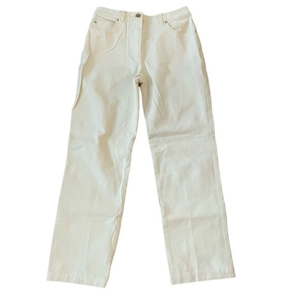 ST. John Sport Cream Denim Pants Jeans, high waist, size 4 - Picture 1 of 6